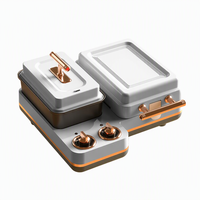 Appareil de petit-déjeuner électrique multifonctionnel en plastique, 4-en-1, pour usage domestique, avec fonctions de grille-pain, de gaufrier, de machine à sandwich et de cuisson des œufs