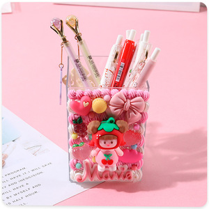 Acrylic <b>Plastic</b> <b>Square</b> Pen Holder Transparent For Student Desk Organizing Storage <b>Container</b> Multifunctional - Product Image 4