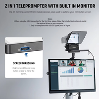 Téléprompteur 2-en-1 X11 11 pouces avec fonction de mise en miroir d'écran pour PC, téléphone portable, diffusion en direct et enregistrement vidéo, en matériau ABS