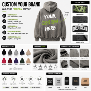Sudadera con Capucha de Felpa de Algodón Extra Grande, Ecológica, con Logotipo Personalizado en Relieve 3D y Bordado, para Hombre, Estilo Urbano, Otoño - Product Image 3