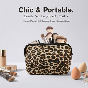 Wholesale Custom Logo Printed Neoprene <b>Makeup</b> Bag Portable Leopard Sloth Travel Cosmetic Pouch Toiletry Organizer <b>Case</b> Small - Product Image 1
