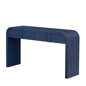 Table console DB TREXM Navy avec surface lisse et silhouette arrondie moderne unique et 2 tiroirs pour salon ou entrée - Product Image 4
