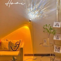Lampu meja matahari terbenam berkepala ganda, lampu LED suasana ombak air merah jaring untuk ruang tamu kamar tidur latar belakang Studio