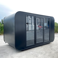 Maison capsule Apple de 4m, moderne, portable, préfabriquée, modulaire, avec grande fenêtre en verre, chambre à coucher, utilisation extérieure, entrepôt, en acier
