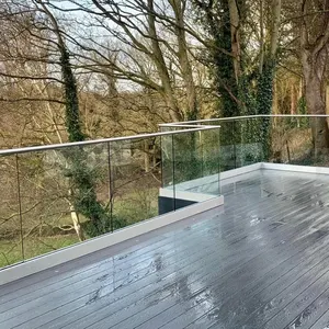 Hihs panneau de verre personnalisé en u, balustrade de pont, balcon, balustrade en aluminium