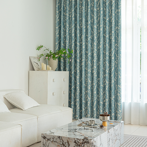 <span class=keywords><strong>Rideaux</strong></span> occultants Monet Apricot Whisper, bleu clair floral, à œillets, pour salon, style minimaliste, vente en gros au mètre - Product Image 1