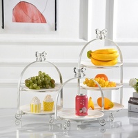 Décoration de mariage, cage à oiseaux en fer doré, support à gâteau de luxe à 2 ou 3 étages en céramique pour buffet d'hôtel