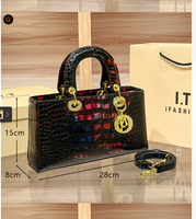 Sac à main bandoulière brillant motif crocodile pour femme, nouvelle collection automne/hiver 2025, style européen et américain haut de gamme