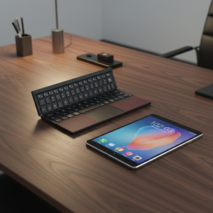 Professional Manufacturer Wholesale Custom Logo Rechargeable Wireless Bluetooth Folding <b>Keyboard</b> with Touchpad for Tablet Laptop - Product Image 6