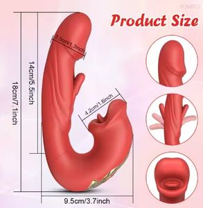 Drop Shipping Vibrador 3 em 1 com Língua Realista para Lamber e Bater, Estimulação do Clitóris, Dildo Vibrador para Orgasmo Feminino do Ponto G - Product Image 5