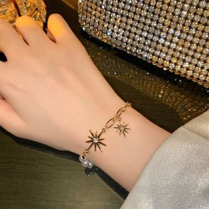 10Mm <b>Bead</b> 14K <b>Gold</b> Diamond Star Shaped Natural Freshwater Pearl <b>Bracelet</b> Zircon Stainless Steel - Product Image 2