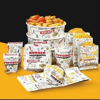 Ensemble de boîtes d'emballage jetables pour la restauration rapide - Boîte à hamburger, boîte à frites, boîte à nuggets de poulet et seau à popcorn pour restaurant et plats à emporter