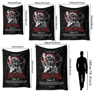 Couverture en flanelle Dark Angel with Blood, couverture de sieste légère et respirante pour chambre à coucher, salon, impression personnalisée - Product Image 2