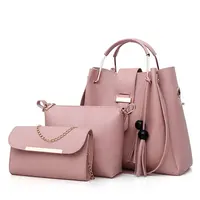 PU Leather Tote Bag for Women, Luxury Tassel Hand Bag Set