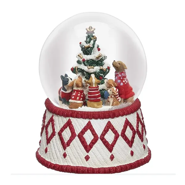 Custom diy Christmas dogs around tree glitter snow globes