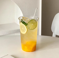 Tasse en verre borosilicate minimaliste, résistante à la chaleur, à paroi simple, transparente, pour boissons froides, thé aux fruits, usage café