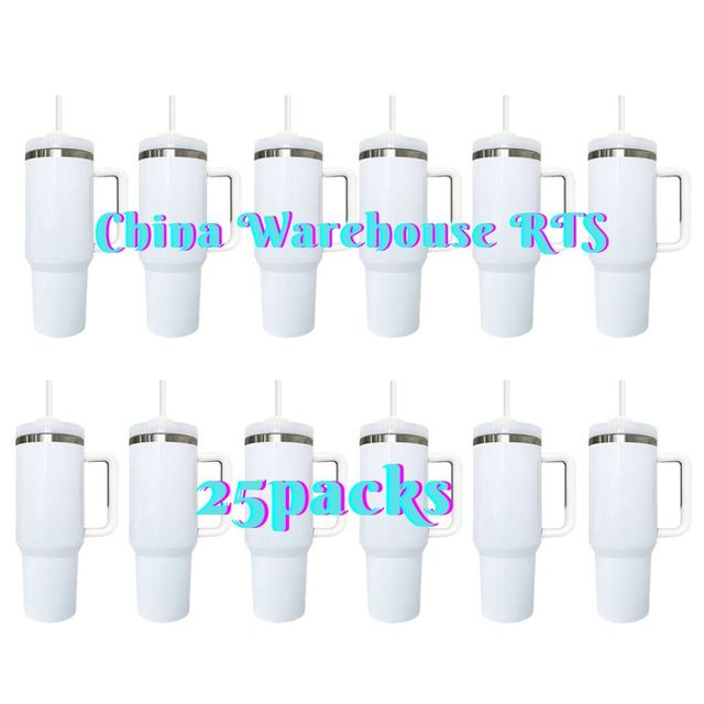 25Pack Custom Logo Printing Sublimation Cups Mugs Blank Sublimation Glossy White H2.0 40oz Adventure Tumbler