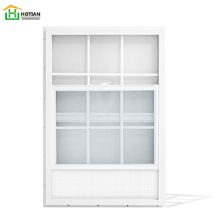 Fenêtre à guillotine simple en PVC/UPVC blanc, économique, avec verre Low-e à l'argon, certifiée NFRC, avec grille décorative - Product Image 5