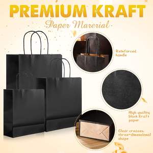 Bolsas de Compra Personalizadas con Asas Reciclables, Bolsas de Papel Kraft Negras para Comida para Llevar con Logotipos - Product Image 3