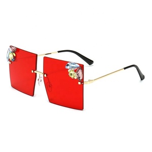Occhiali da sole brillanti quadrati senza cornice in rame per adulti di nuova tendenza stile moda oversize 2021 - Product Image 1