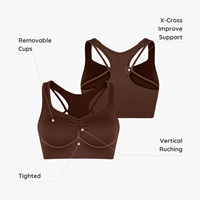 Haute qualité 2 pièces soutien-gorge de sport haut à glissière minceur à manches longues manteau solide tricoté sans couture Yoga ensemble femmes Fitness vêtements de sport