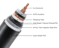 Câble d'Alimentation Électrique Souterrain en Cuivre Unipolaire de Moyenne Tension 11kV 15kV 22kV 30kV 33kV 400mm² 500mm² XLPE PVC