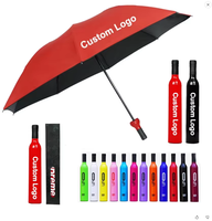 Parapluie publicitaire moderne pour bouteille de vin, compact, étanche, anti-UV, pliable en trois, cadeaux d'affaires