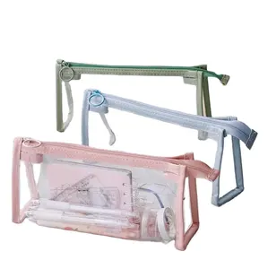 Einfache PVC Clear Pen Bag Feder mäppchen Kunststoff Molandi Transparent Briefpapier Aufbewahrung tasche für Stifte Kosmetik