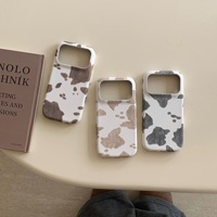 Coque de téléphone tendance en cuir PU de luxe, effet peau de vache, protection intégrale pour iPhone 17 Air 16 15 Pro Max