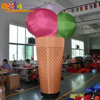 Venta caliente de 3m inflable cono de helado modelo de luz para publicidad utilizada