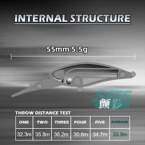 Vente en gros de leurres de pêche flottants en plastique dur pour la pêche à la truite et <span class=keywords><strong>au</strong></span> bar en eau douce, 55 mm, 5,5 g, fabrication chinoise, vente directe d'usine - Product Image 4