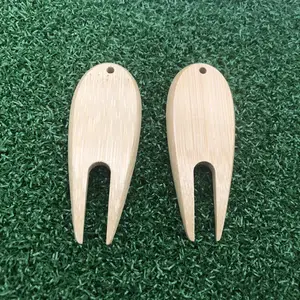 Umwelt freundliche Original Golf Zubehör Bambus Holz Bulk Blank Günstige Reparatur Ball Gabel Divot Reparatur werkzeug Golf Divot Tool