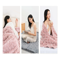 Plaid chauffant électrique de luxe en fausse fourrure pour canapé-lit, avec fonction de sécurité