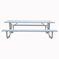 Table de pique-nique en métal tubulaire moderne commerciale d'extérieur ensemble de meubles de jardin table basse de patio extérieur en acier avec banc