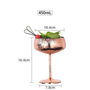 Verres à <span class=keywords><strong>Cocktail</strong></span> à Vin Tasses à Champagne Métal Antique <span class=keywords><strong>Cuivre</strong></span> Rose 450ml Rose Or Argent Couleur Acier Inoxydable Martini <span class=keywords><strong>Verre</strong></span> Gobelet - Product Image 2