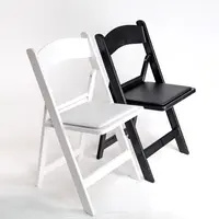 เก้าอี้กลางแจ้งแบบพับได้,สำหรับงานเลี้ยงงานแต่งงานทำจากไม้เรซิ่นพลาสติกวิมเบิลดันสีขาว