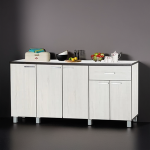 Gabinete organizador de cocina compacto con 5 puertas 1 cajón en acabado de madera contrachapada fuerte - Product Image 1