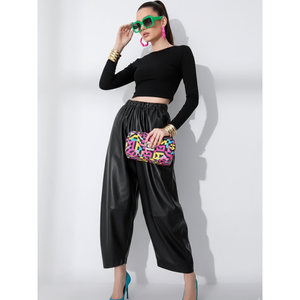 Pantalon large en PU, Wall Street Femme - BYMANYC New York - Product Image 2