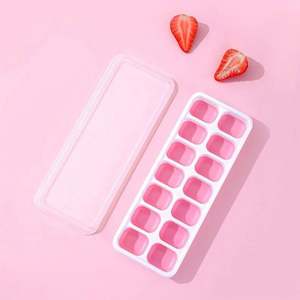 Bacs à glaçons en silicone flexibles à démoulage facile, 14 compartiments, avec couvercle amovible anti-débordement - Product Image 1