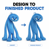 Peluche Monstre Bleu à Bras Longs Personnalisée, en Coton PP Brodé, Fabrication Directe Usine, OEM ODM, Fabricant d'Animaux en Peluche, Vente en Gros, MOQ