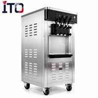 Industriële soft-serve ijsmachine met hoge capaciteit, luchtpomp en roestvrijstalen behuizing voor bevroren desserts