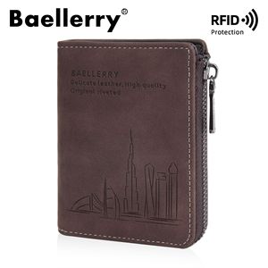 Portefeuille à fermeture éclair pour homme Baellerry, protection RFID, portefeuille en cuir, marron foncé, design simple, usage quotidien - Product Image 5