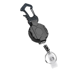 Porte-clés magnétique, porte-badge robuste, cordon en acier épaissi, ABS noir, avec boucle magnétique à tirage facile. - Product Image 4