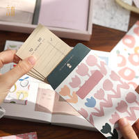 Kit de Suministros para Scrapbooking con Estética Vintage - Diario de Tapa Dura con Papel para Scrapbooking Rosa y Cuaderno A6 con Cuadrícula