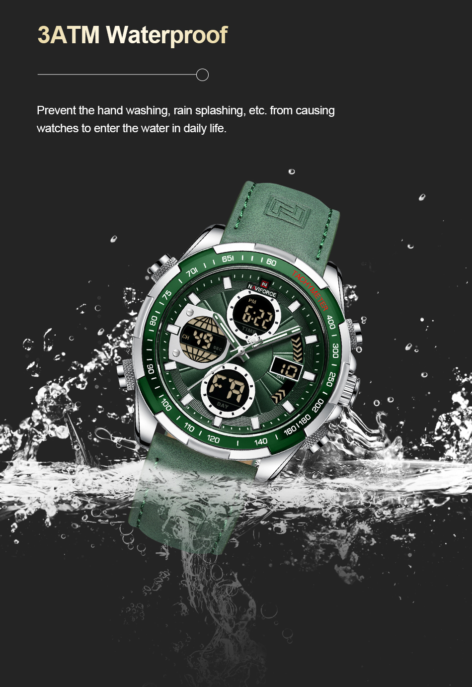 NAVIFORCE 9197 SGNGN Men's Waterproof Quartz Sport Watch with