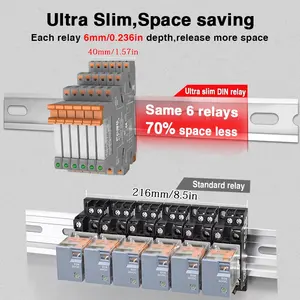 FCGK Rail 6A Din Rail MODUL Relay Ramping Sakelar Relay Elektromagnetik 6-24vdc Antarmuka Spdt Soket Relay 240V