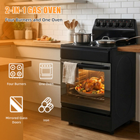 Kompor Gas Listrik Profesional Multifungsi 7000W 20 Inci Besi Hitam 220V dengan Oven