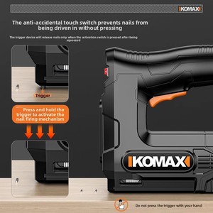 Pistolet à agrafes <span class=keywords><strong>électrique</strong></span> KOMAX, cloueur <span class=keywords><strong>sans</strong></span> <span class=keywords><strong>fil</strong></span> rechargeable, cloueur pneumatique, cloueur spécial pour clous droits, lithium domestique - Product Image 4