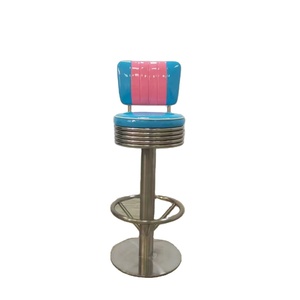 Sillas de Bar Estilo Retro Americano de los Años 50, con Asientos de Cuero, Estructura Metálica Resistente y Ecológica, <span class=keywords><strong>para</strong></span> Uso Comercial - Product Image 3