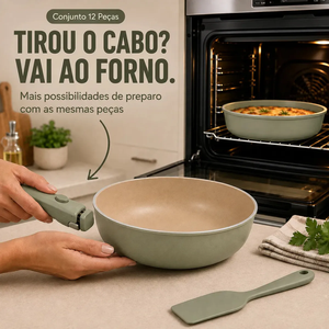 Ollas y Sartenes de Alta Calidad con Asas Desmontables, Cerámica Negra Antiadherente, Juego de Utensilios de Cocina de Aluminio Forjado - Product Image 4